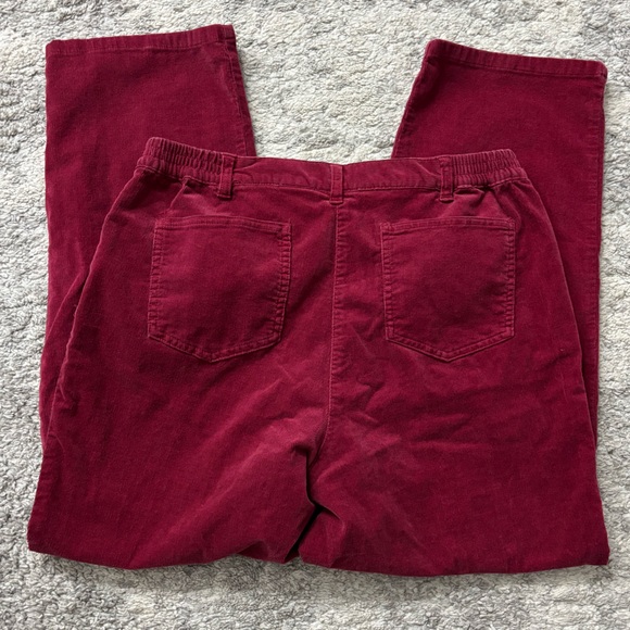 Ruby Rd. Deep Red Corduroy Trousers Pants Woman 12P - Picture 3 of 4
